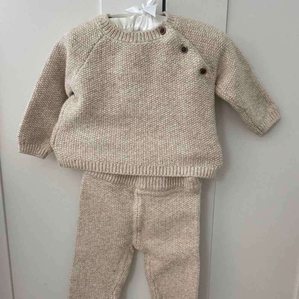 Janie and Jack Baby Boy Tan Sweater and Pants Set